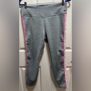 Nike Gray Heather Leggings with Pink Side Trim size XL
